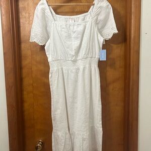 Women’s White Linen/Cotton Sundress M